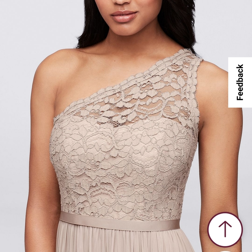Navy Blue Lace One Shoulder Bridesmaid Dress - Picture 4 of 4